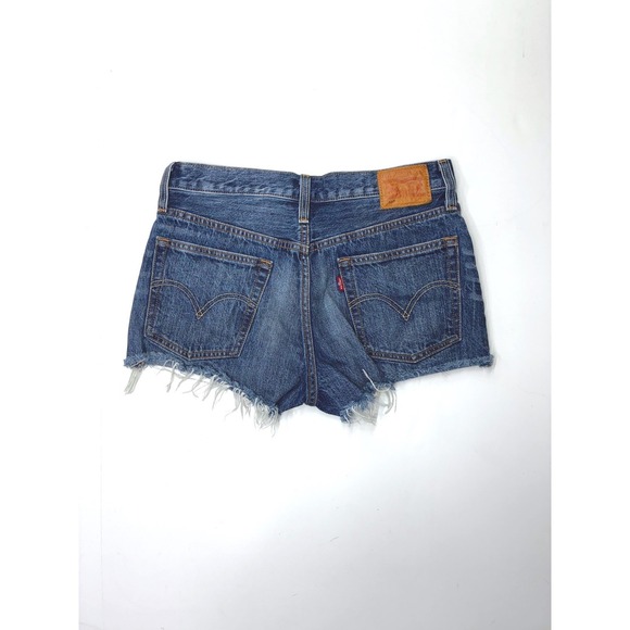 Levi's Pants - Levis 501 Original Cutoff Denim Shorts‎ Womens 27 Medium Wash Blue Raw Button